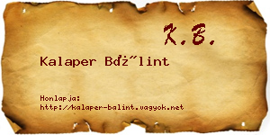 Kalaper Bálint névjegykártya